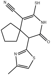 10-(4-Methyl-1,3-thiazol-2-yl)-9-oxo-7-sulfanyl-8-azaspiro[4.5]dec-6-ene-6-carbonitrile Structure