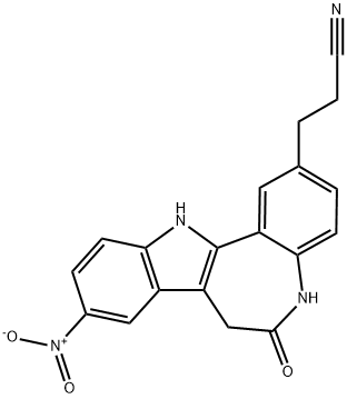 Indolo[3,2-d][1]benzazepine-2-propanenitrile, 5,6,7,12-tetrahydro-9-nitro-6-oxo- Structure