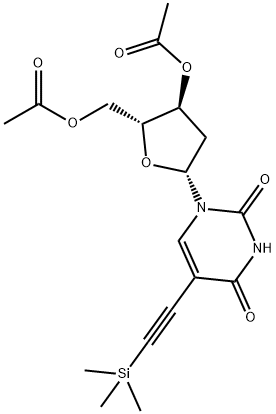 Uridine, 2'-deoxy-5-[2-(trimethylsilyl)ethynyl]-, 3',5'-diacetate 구조식 이미지