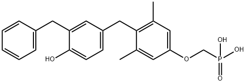 P-[[4-[[4-Hydroxy-3-(phenylmethyl)phenyl]methyl]-3,5-dimethylphenoxy]methyl]phosphonic acid Structure