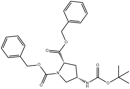 1,2-Pyrrolidinedicarboxylic acid, 4-[[(1,1-dimethylethoxy)carbonyl]amino]-, 1,2-bis(phenylmethyl) ester, (2S,4S)- 구조식 이미지