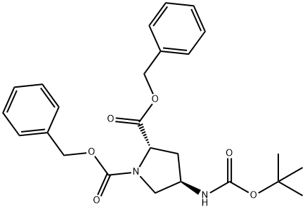 1,2-Pyrrolidinedicarboxylic acid, 4-[[(1,1-dimethylethoxy)carbonyl]amino]-, 1,2-bis(phenylmethyl) ester, (2S,4R)- Structure