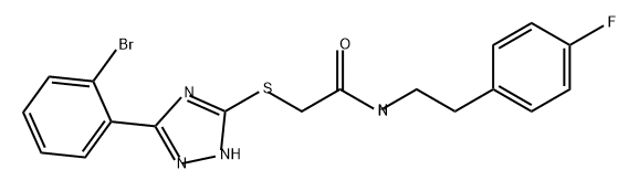 Acetamide, 2-[[3-(2-bromophenyl)-1H-1,2,4-triazol-5-yl]thio]-N-[2-(4-fluorophenyl)ethyl]- 구조식 이미지