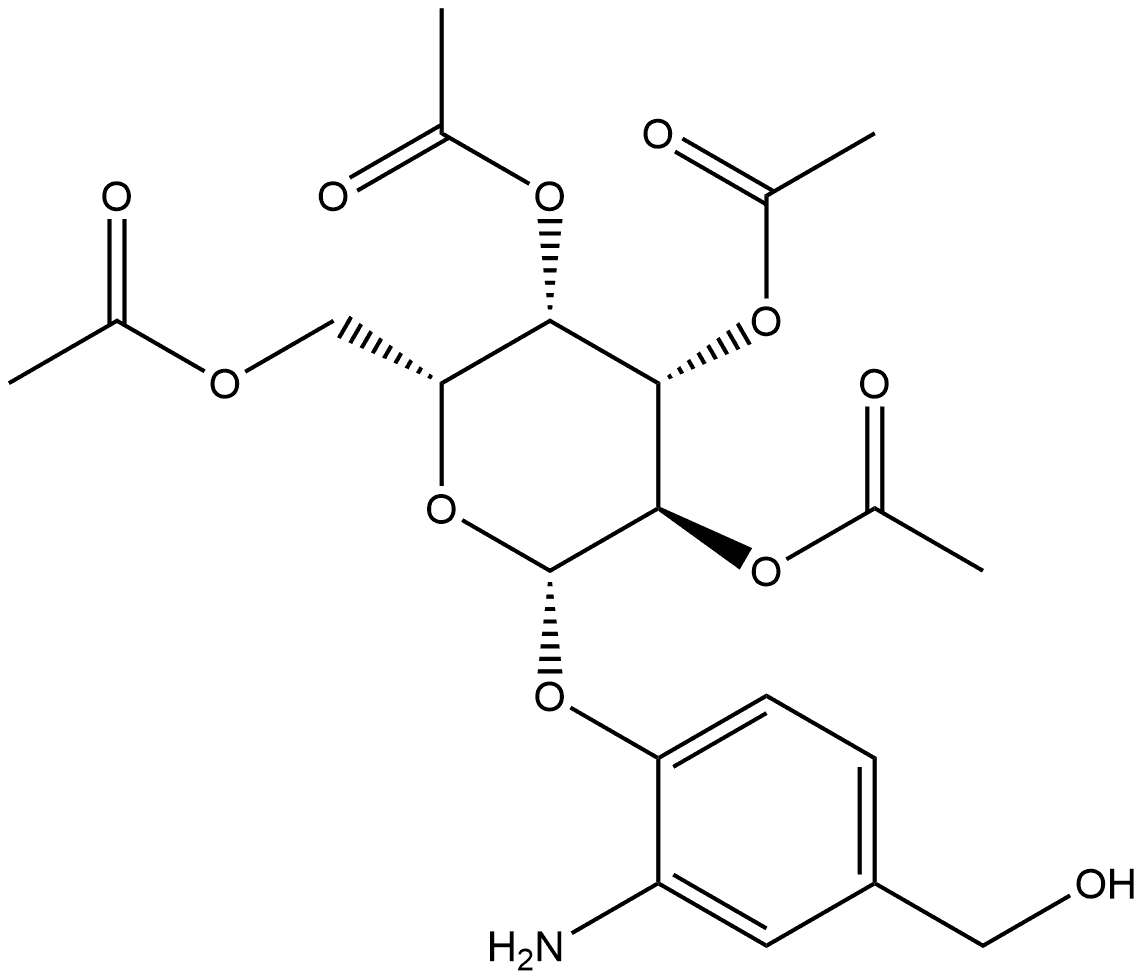 β-D-Galactopyranoside, 2-amino-4-(hydroxymethyl)phenyl, 2,3,4,6-tetraacetate 구조식 이미지