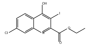 2-Quinolinecarboxylic acid, 7-chloro-4-hydroxy-3-iodo-, ethyl ester Structure