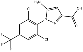 1H-Pyrazole-3-carboxylic acid, 5-amino-1-[2,6-dichloro-4-(trifluoromethyl)phenyl]- Structure