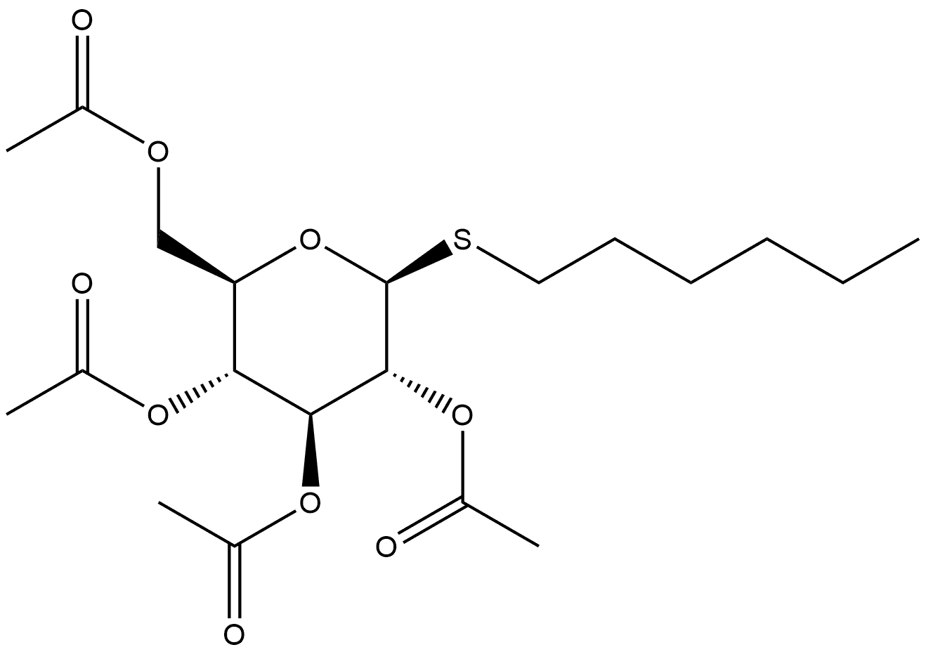 β-D-Glucopyranoside, hexyl 1-thio-, tetraacetate (9CI) 구조식 이미지