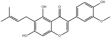 4H-1-Benzopyran-4-one, 5,7-dihydroxy-3-(4-hydroxy-3-methoxyphenyl)-6-(3-methyl-2-buten-1-yl)- Structure