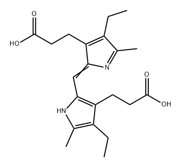 1H-Pyrrole-3-propanoic acid, 2-[[3-(2-carboxyethyl)-4-ethyl-5-methyl-2H-pyrrol-2-ylidene]methyl]-4-ethyl-5-methyl- Structure