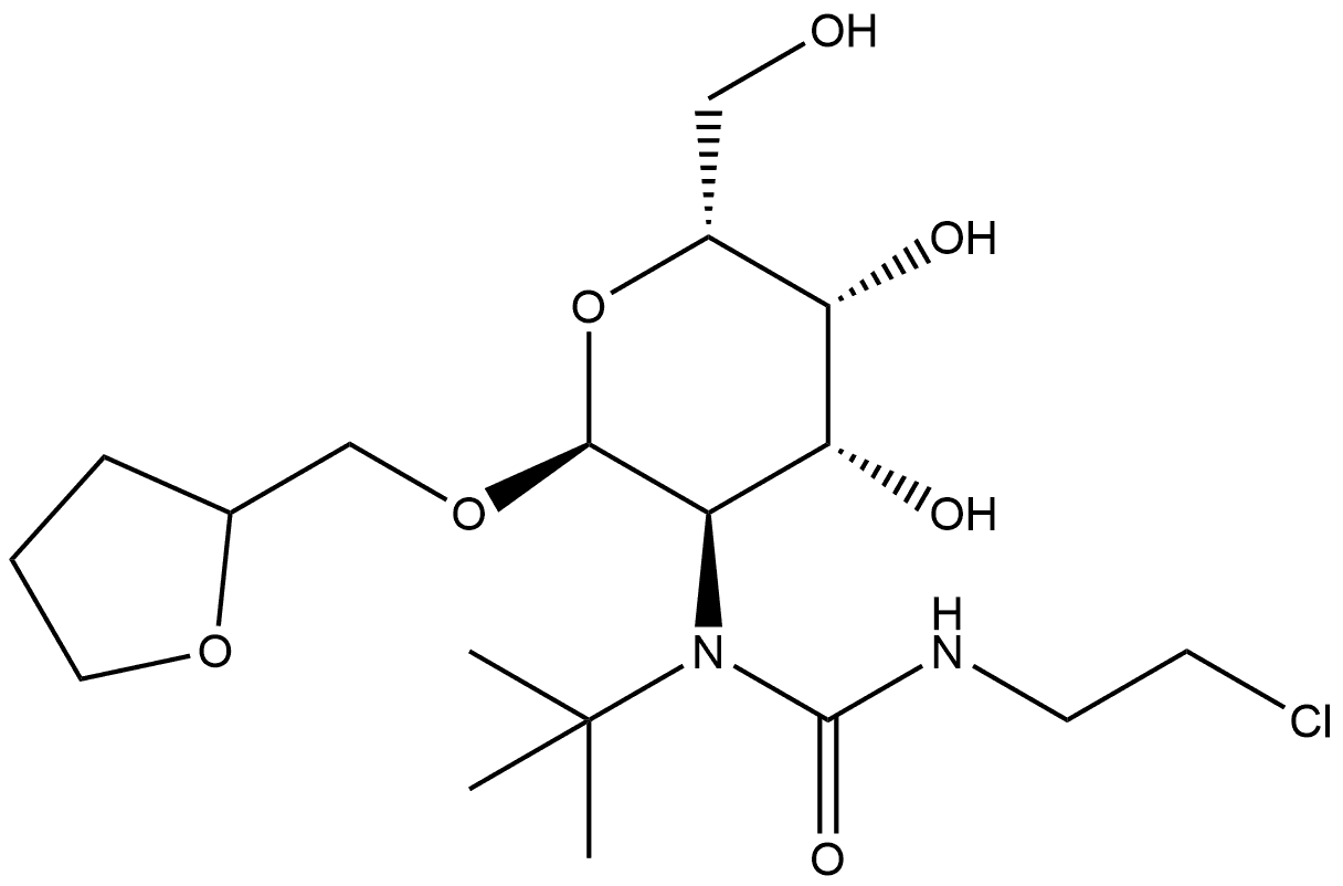 α-D-Galactopyranoside, (tetrahydro-2-furanyl)methyl 2-[[[(2-chloroethyl)amino]carbonyl](1,1-dimethylethyl)amino]-2-deoxy- Structure