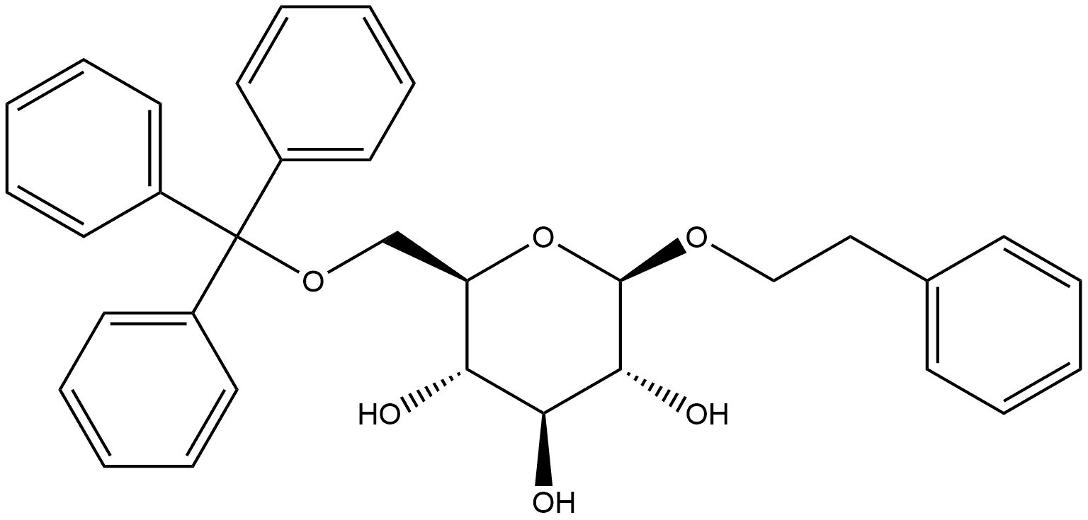 β-D-Glucopyranoside, 2-phenylethyl 6-O-(triphenylmethyl)- Structure