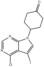 4-(4-Chloro-5-iodo-7H-pyrrolo[2,3-d]pyrimidin-7-yl)cyclohexanone 구조식 이미지