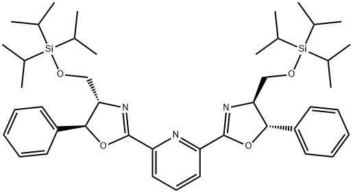 2,6-Bis((4S,5S)-5-phenyl-4-(((triisopropylsilyl)oxy)methyl)-4,5-dihydrooxazol-2-yl)pyridine Structure