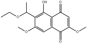 1,4-Naphthalenedione, 6-(1-ethoxyethyl)-5-hydroxy-2,7-dimethoxy- Structure