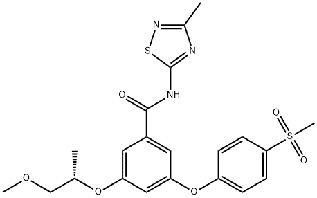 Benzamide, 3-[(1S)-2-methoxy-1-methylethoxy]-5-[4-(methylsulfonyl)phenoxy]-N-(3-methyl-1,2,4-thiadiazol-5-yl)- Structure