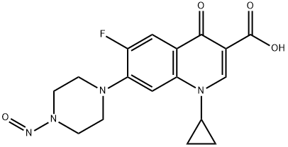 3-Quinolinecarboxylic acid, 1-cyclopropyl-6-fluoro-1,4-dihydro-7-(4-nitroso-1-piperazinyl)-4-oxo- 구조식 이미지