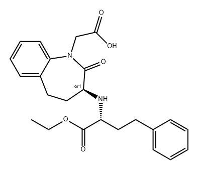 1H-1-Benzazepine-1-acetic acid, 3-[[(1R)-1-(ethoxycarbonyl)-3-phenylpropyl]amino]-2,3,4,5-tetrahydro-2-oxo-, (3S)-rel- Structure