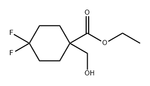 Cyclohexanecarboxylic acid, 4,4-difluoro-1-(hydroxymethyl)-, ethyl ester Structure