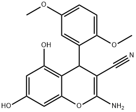 2-Amino-4-(2,5-dimethoxyphenyl)-5,7-dihydroxy-4H-chromene-3-carbonitrile 구조식 이미지