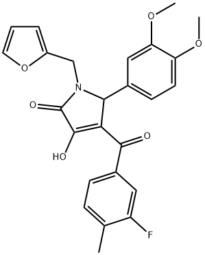 (4Z)-5-(3,4-Dimethoxyphenyl)-4-[(3-fluoro-4-methylphenyl)-hydroxymethylidene]-1-(furan-2-ylmethyl)pyrrolidine-2,3-dione 구조식 이미지