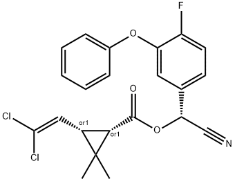 alpha-cyano-4-fluoro-3-phenoxybenzyl [1alpha(S*),3alpha]-(±)-3-(2,2-dichlorovinyl)-2,2-dimethylcyclopropanecarboxylate Structure