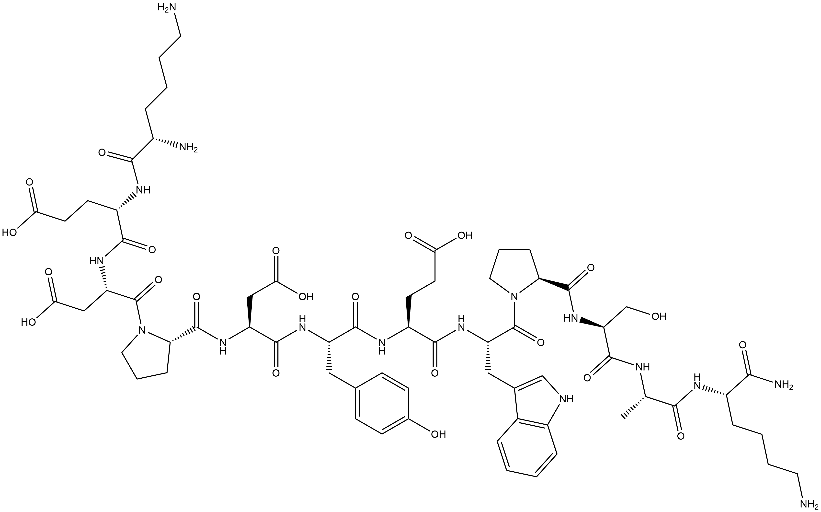 L-Lysinamide, L-lysyl-L-α-glutamyl-L-α-aspartyl-L-prolyl-L-α-aspartyl-L-tyrosyl-L-α-glutamyl-L-tryptophyl-L-prolyl-L-seryl-L-alanyl- Structure