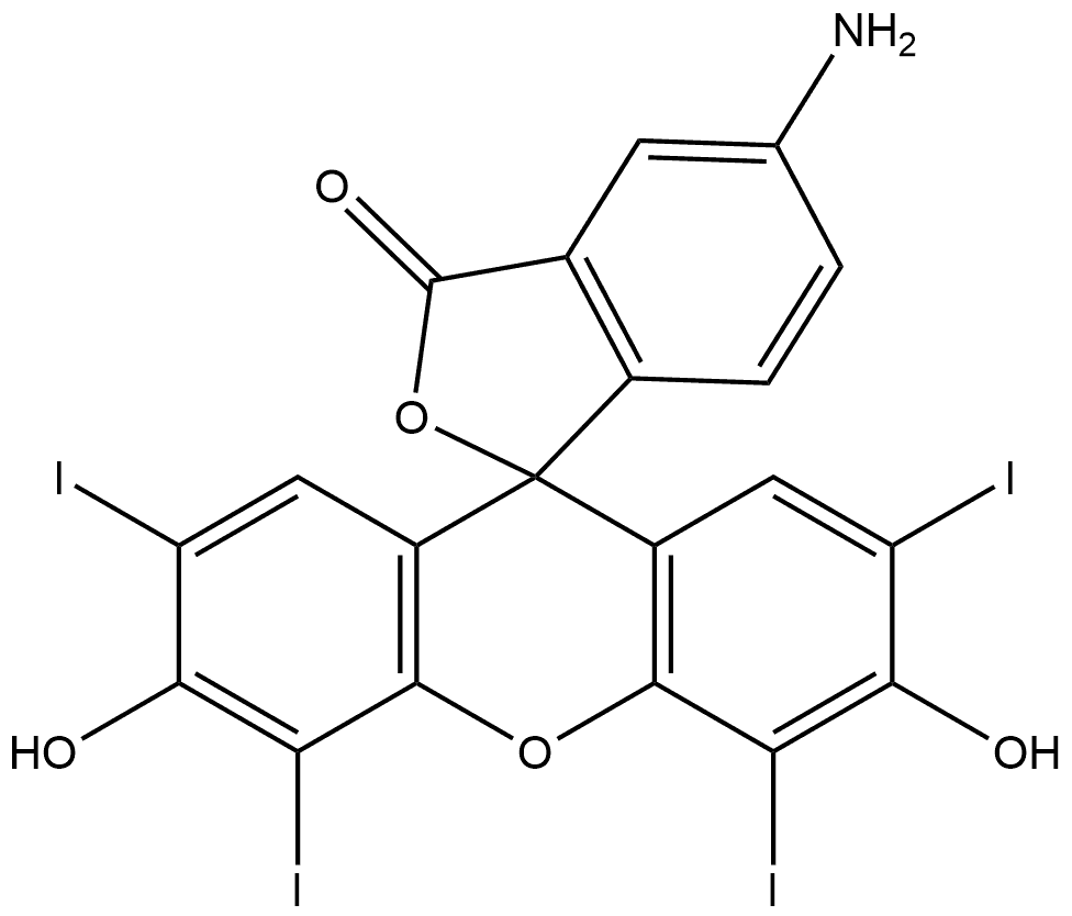 5-Amino-3′,6′-dihydroxy-2′,4′,5′,7′-tetraiodospiro[isobenzofuran-1(3H),9′-[9H]xanthen]-3-one Structure