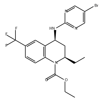 1(2H)-Quinolinecarboxylic acid, 4-[(5-bromo-2-pyrimidinyl)amino]-2-ethyl-3,4-dihydro-6-(trifluoromethyl)-, ethyl ester, (2R,4S)- Structure