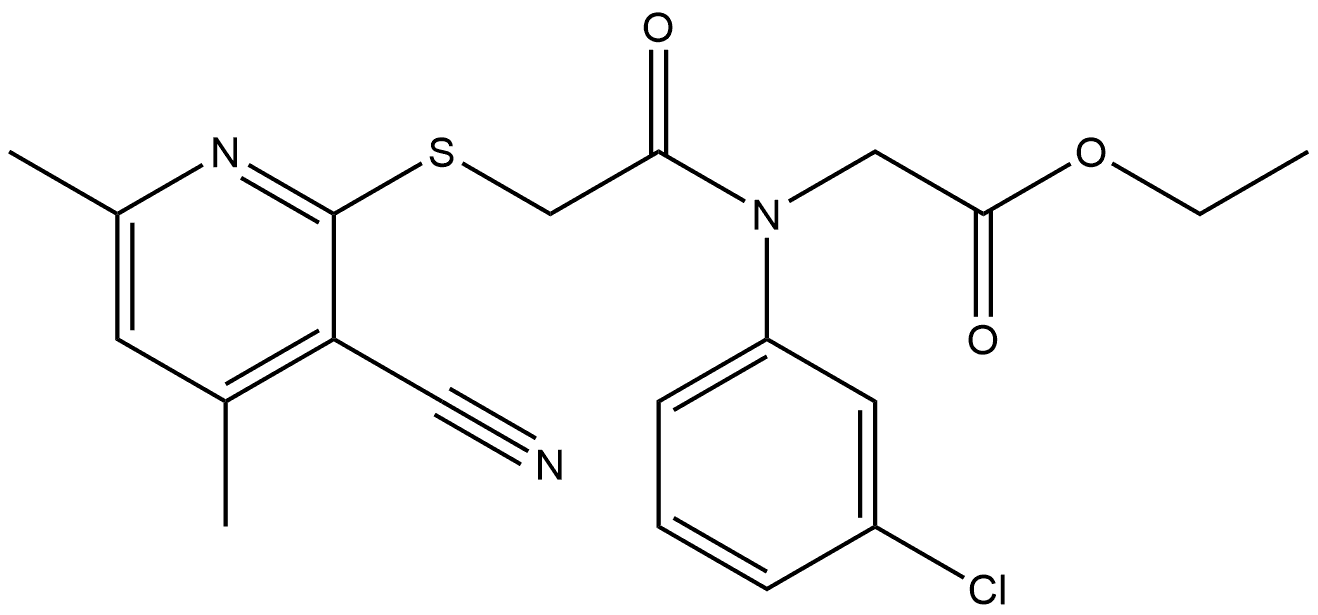 N-(3-Chlorophenyl)-N-[2-[(3-cyano-4,6-dimethyl-2-pyridinyl)thio]acetyl]glycine ethyl ester Structure