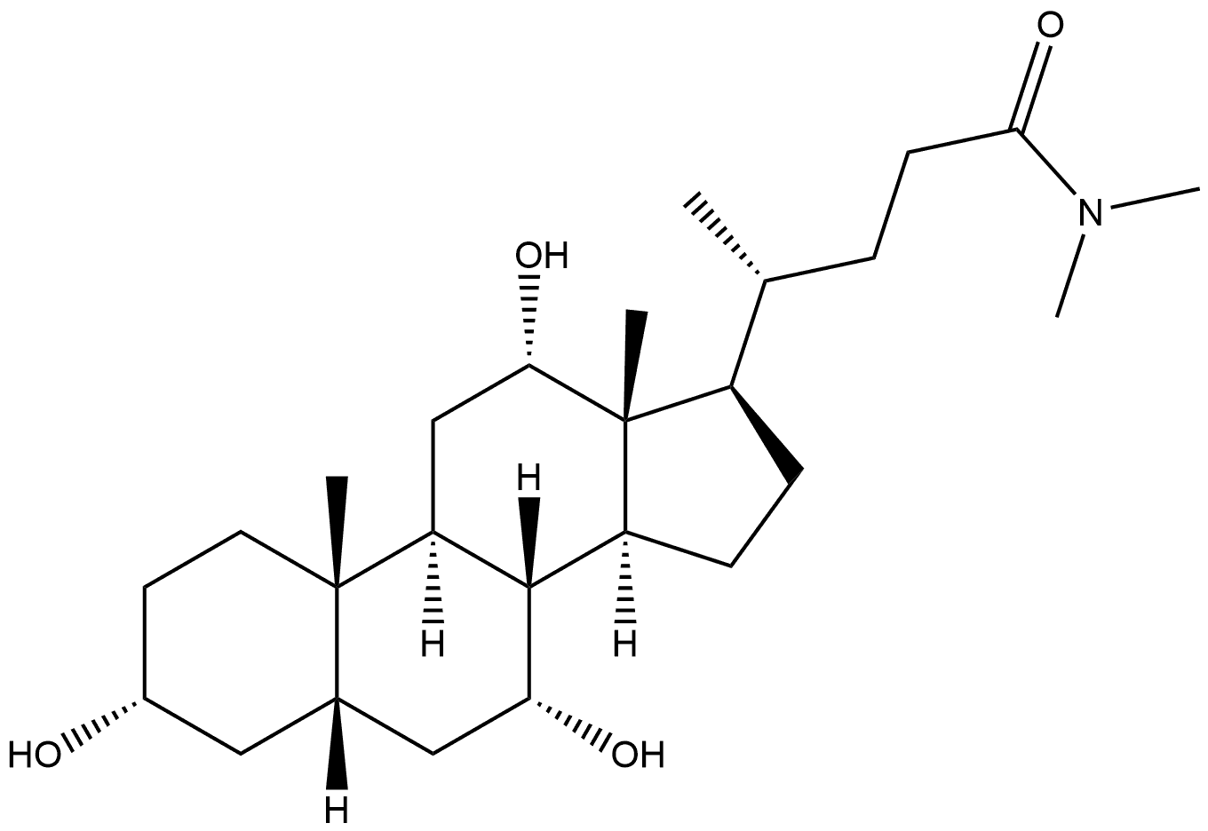 Cholan-24-amide, 3,7,12-trihydroxy-N,N-dimethyl-, (3α,5β,7α,12α)- 구조식 이미지