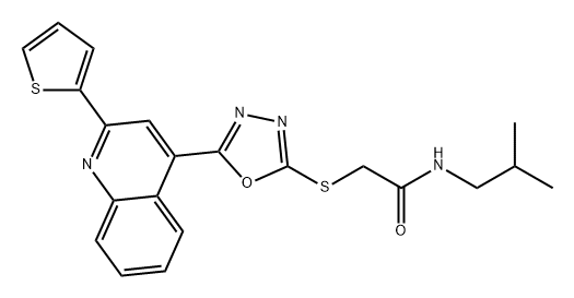 Acetamide, N-(2-methylpropyl)-2-[[5-[2-(2-thienyl)-4-quinolinyl]-1,3,4-oxadiazol-2-yl]thio]- Structure