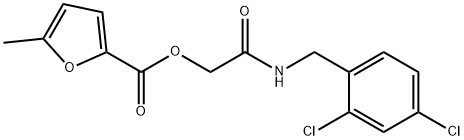 2-Furancarboxylic acid, 5-methyl-, 2-[[(2,4-dichlorophenyl)methyl]amino]-2-oxoethyl ester 구조식 이미지