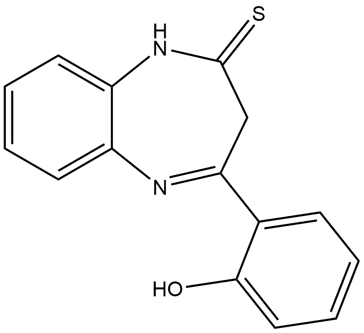 1,3-Dihydro-4-(2-hydroxyphenyl)-2H-1,5-benzodiazepine-2-thione 구조식 이미지