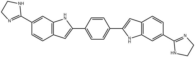 1H-Indole, 2,2'-(1,4-phenylene)bis[6-(4,5-dihydro-1H-imidazol-2-yl)- Structure