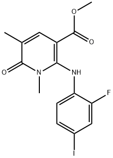 3-Pyridinecarboxylic acid, 2-[(2-fluoro-4-iodophenyl)amino]-1,6-dihydro-1,5-dimethyl-6-oxo-, methyl ester Structure