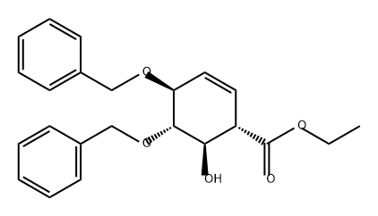 2-Cyclohexene-1-carboxylic acid, 6-hydroxy-4,5-bis(phenylmethoxy)-, ethyl ester, (1S,4S,5S,6R)- Structure