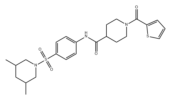 4-Piperidinecarboxamide, N-[4-[(3,5-dimethyl-1-piperidinyl)sulfonyl]phenyl]-1-(2-thienylcarbonyl)- Structure