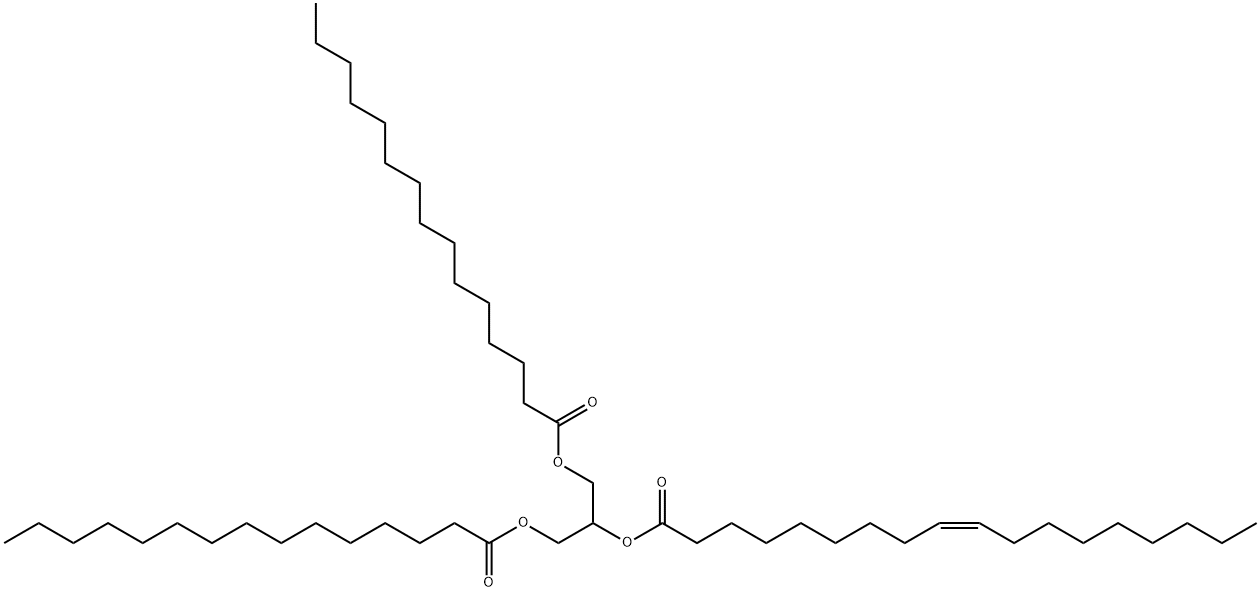 9-Octadecenoic acid (9Z)-, 2-[(1-oxopentadecyl)oxy]-1-[[(1-oxopentadecyl)oxy]methyl]ethyl ester Structure
