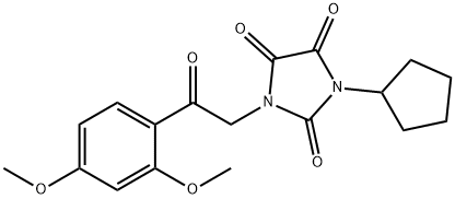 2,4,5-Imidazolidinetrione, 1-cyclopentyl-3-[2-(2,4-dimethoxyphenyl)-2-oxoethyl]- 구조식 이미지