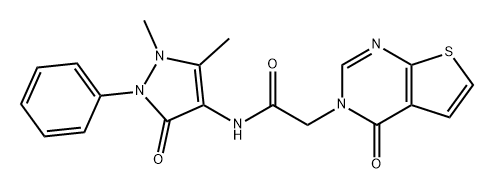 Thieno[2,3-d]pyrimidine-3(4H)-acetamide, N-(2,3-dihydro-1,5-dimethyl-3-oxo-2-phenyl-1H-pyrazol-4-yl)-4-oxo- Structure