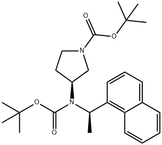 1-Pyrrolidinecarboxylic acid, 3-[[(1,1-dimethylethoxy)carbonyl][(1R)-1-(1-naphthalenyl)ethyl]amino]-, 1,1-dimethylethyl ester, (3S)- Structure