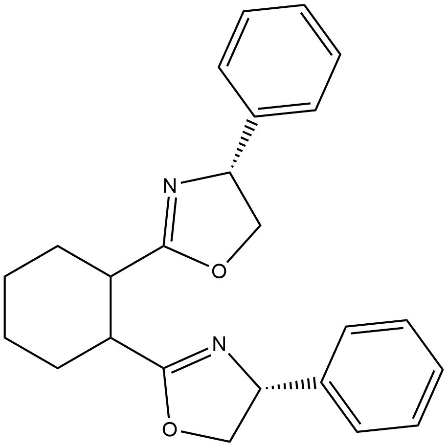 Oxazole, 2,2'-(1R,2S)-1,2-cyclohexanediylbis[4,5-dihydro-4-phenyl-, (4R,4'R)-rel- (9CI) Structure