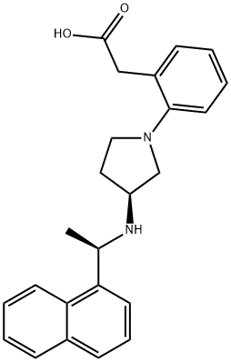 2-(2-((S)-3-(((R)-1-(naphthalen-1-yl)ethyl)amino)pyrrolidin-1-yl)phenyl)acetic acid Structure