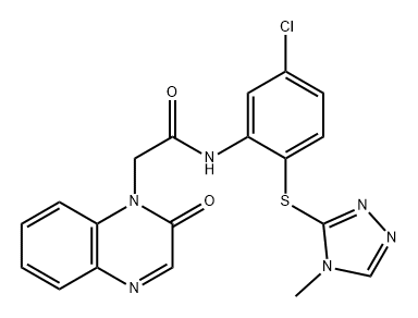 1(2H)-Quinoxalineacetamide, N-[5-chloro-2-[(4-methyl-4H-1,2,4-triazol-3-yl)thio]phenyl]-2-oxo- 구조식 이미지