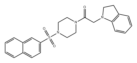 Ethanone, 2-(2,3-dihydro-1H-indol-1-yl)-1-[4-(2-naphthalenylsulfonyl)-1-piperazinyl]- Structure