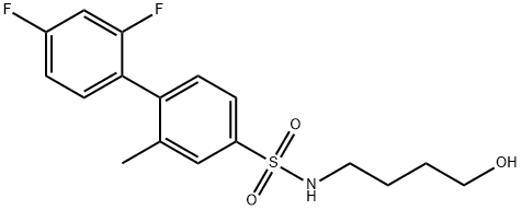 [1,1'-Biphenyl]-4-sulfonamide, 2',4'-difluoro-N-(4-hydroxybutyl)-2-methyl- Structure