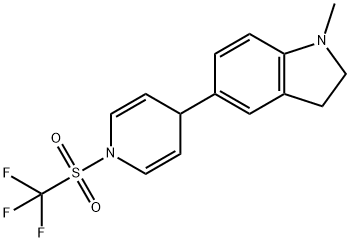 1H-Indole, 5-[1,4-dihydro-1-[(trifluoromethyl)sulfonyl]-4-pyridinyl]-2,3-dihydro-1-methyl- 구조식 이미지