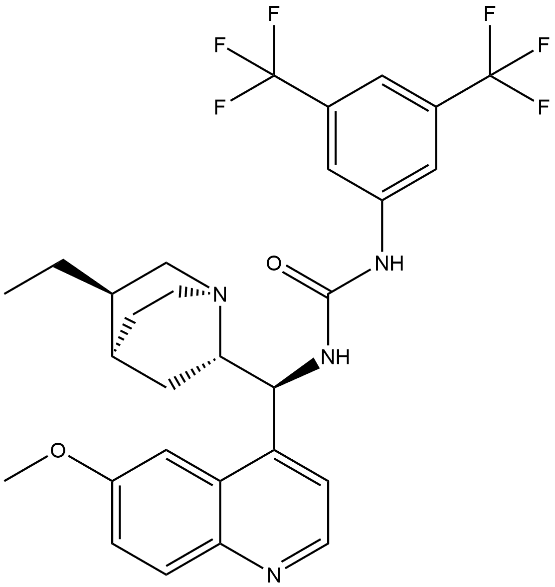 N-[3,5-bis(trifluoroMethyl)phenyl]-N'-[(8α,9S)-10,11-dihydro-6'-Methoxycinchonan-9-yl]-Urea Structure