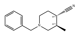 4-Piperidinecarbonitrile, 3-methyl-1-(phenylmethyl)-, (3R,4S)-rel- Structure