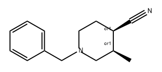 4-Piperidinecarbonitrile, 3-methyl-1-(phenylmethyl)-, (3R,4R)-rel- Structure